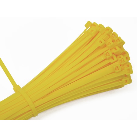 Us Cable Ties Cable Tie, 4 in L, 3/4 in Max Bundle Dia., Yellow, Nylon 6/6, 18 lb Strength, 100 PK LD4YL100
